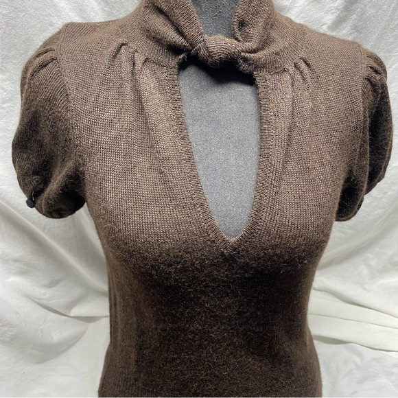 Rare Liliana Castellanos Baby Llama Fur Sweater – Luxurious Brown Mock Neck SZ S - Picture 1 of 13